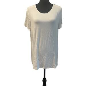 Susan Graver Weekend women's tunic Large S/L open back V back white relax office